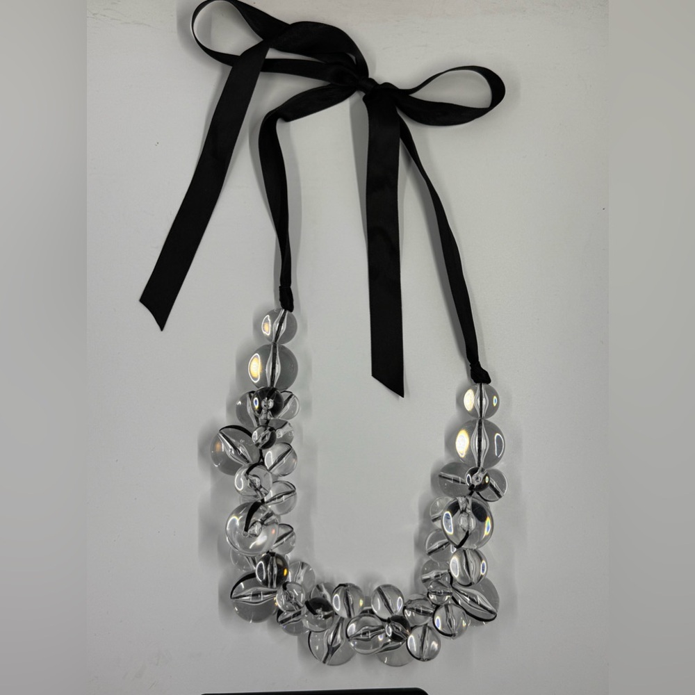 Marni Clear Acrylic Bauble Tie Necklace